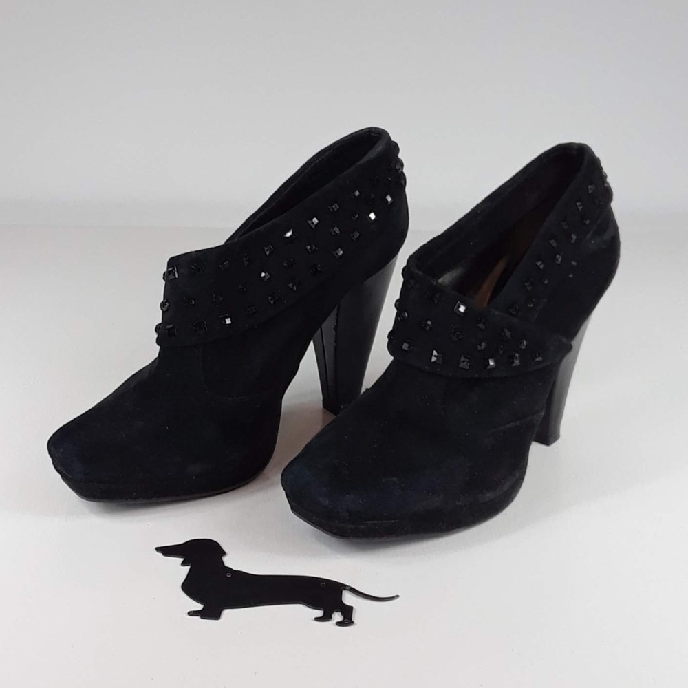 Kenneth Cole Hipster Studded Black Suede Booties